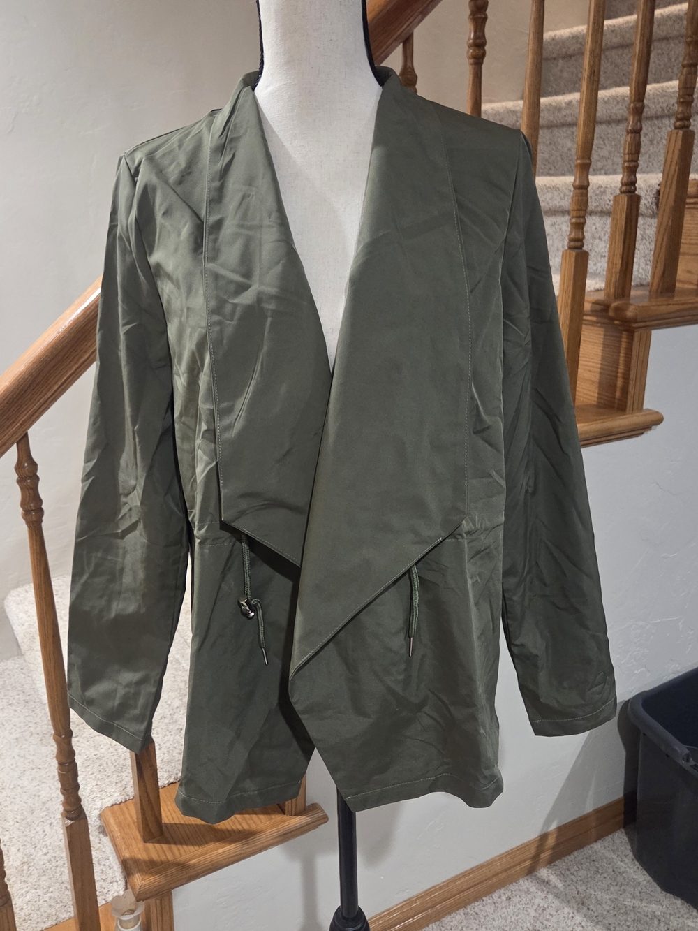 Womens Olive Green Open-Front Jacket